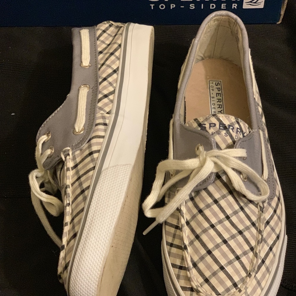 Sperry Top Sider black, white, grey,glitter thread